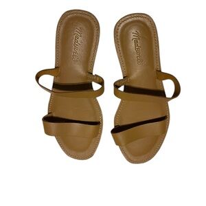 Madewell Boardwalk Double-Strap Slide Sandals • Leather • Camel • Size 7.5• NWOT